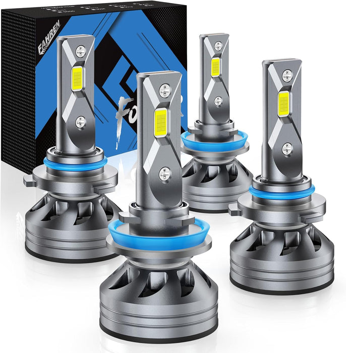 FAHREN H11 9005 Light Bulbs 900% New & Bright 6500K with Cooling Fan