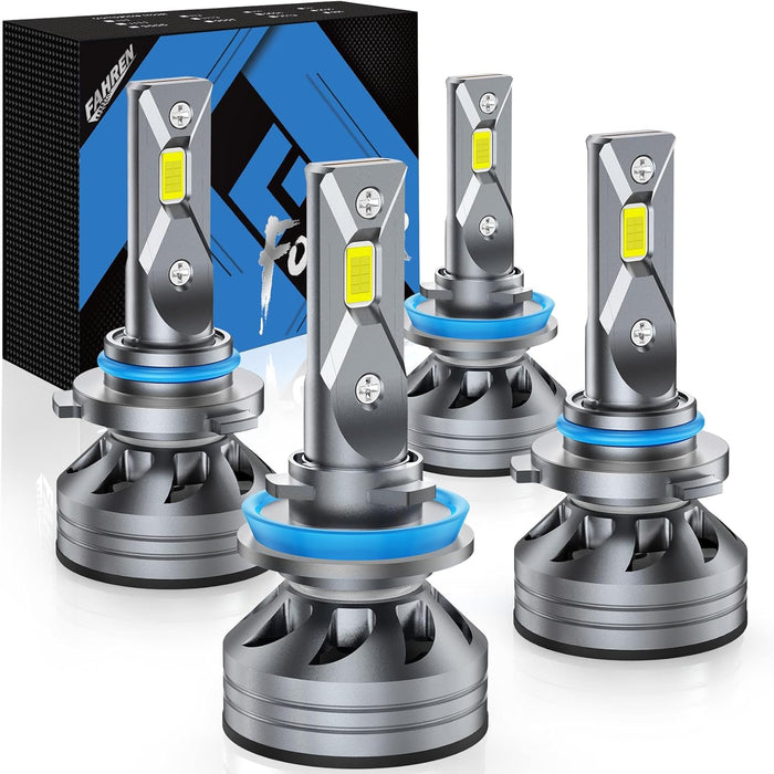 FAHREN 9005 H11 LED Headlight Bulb Combo, 900% Brighter, 6500K Cool White, High/Low Beam Kit with Cooling Fan