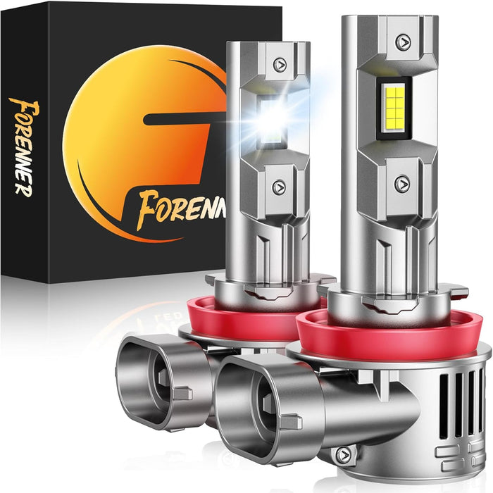 Forenner Fahren H11/H9/H8 LED Fog Light Bulbs, 30000LM 800% Brighter, 6500K Cool White, CANbus Ready, Plug & Play, Pack of 2