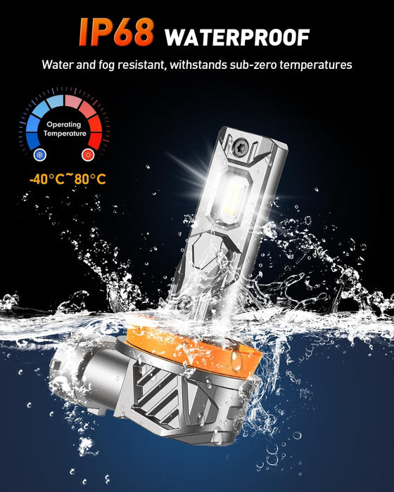 forenner Latest Upgraded H11/H9/H8 9005/HB3 Light Bulbs, Ultra Brightness 6500K Cool White, H11 9005 Fog Light Bulbs, 1:1 Mini Size Front Fog Lamps, Play-N-Plug, Pack of 4