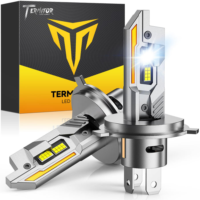 H4/9003/HB2 LED Bulbs, ππ,πππππ πππ Ultra Brighter, 6500K Cool White, 70000Hrs Long Life with Cooling Fan, 1:1 Halogen Size