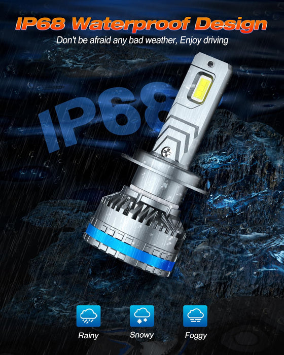FAHREN Upgraded H7 Led Bulbs, 120W 40000LM H7 Bulb, 800% brightness, Pack of 2