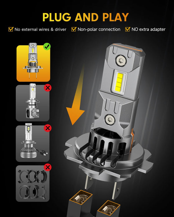 FAHREN TERMITOR Lastest & Brightest H7 Bulbs, (1000%) 10X 50000LM Ultra Bright 6500K