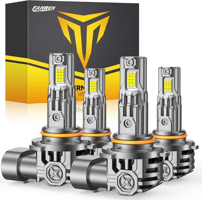 Fahren Termitor 9005/HB3 9006/HB4 LED Headlight Bulb Combo, 1000% Brighter 120,000LM, 1:1 Mini Size, 70,000+ Hrs Lifespan, Pack of 4
