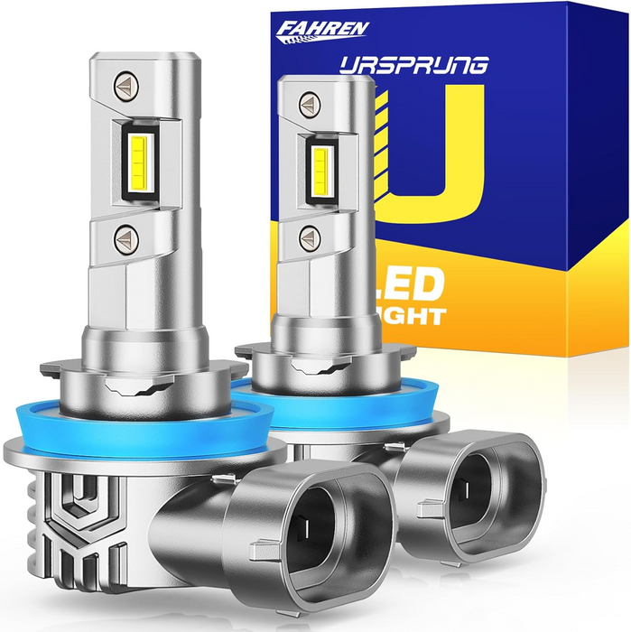 FAHREN 2025 H11 H9 H8 LED Headlight Bulbs – 1000% Bright, 6500K White, Pack of 2