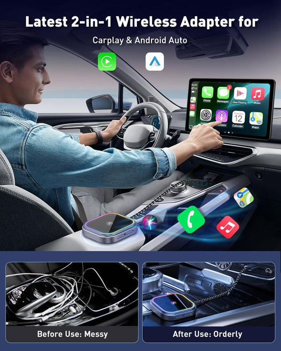 FAHREN 2-in-1 Wireless Carplay Adapter for iPhone & Android