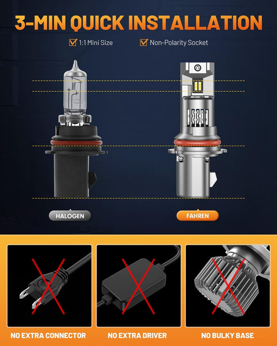 Fahren 9007 Bulb 28000LM 800% Ultra Brightness 6500K