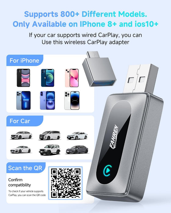 FAHREN 2025 Latest Upgraded Wireless CarPlay Adapter for iPhone