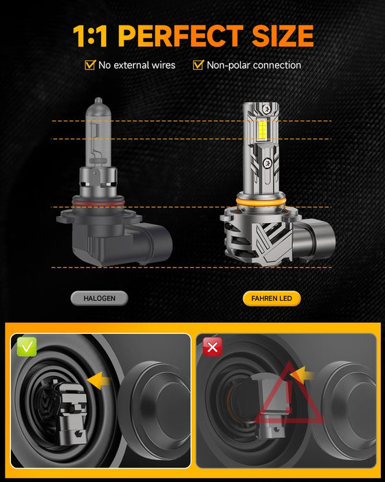 FAHREN 9005 9006 Bulbs Combo 60000LM 900% Super Bright