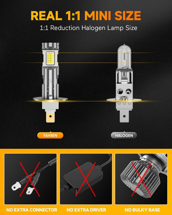 FAHREN 2024 Upgraded H1 Bulb, 1:1 Mini Size H1 Fog Light Bulbs