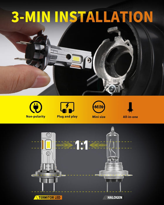 2025 Upgraded H7 Light Bulbs, 40,000LM 10X Brightness with 16 CSP Chips