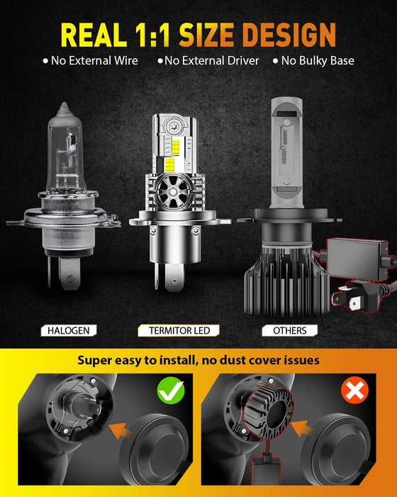 H4/9003/HB2 LED Bulbs Hi/Low Beam 36000LM 900% Super Brighter