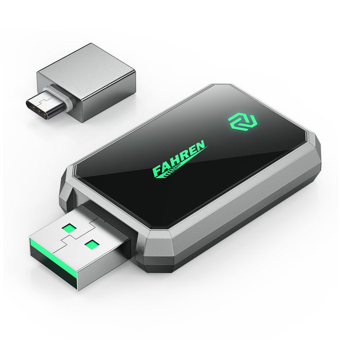 Fahren Wireless CarPlay Adapter iPhone Apple—Ultra Mini(60% Reduced Size),2026 2-in-1 Android Auto Adapter, 3X Automatic Connection, Plug and Play, Compatible with iOS 10+, Android 11+