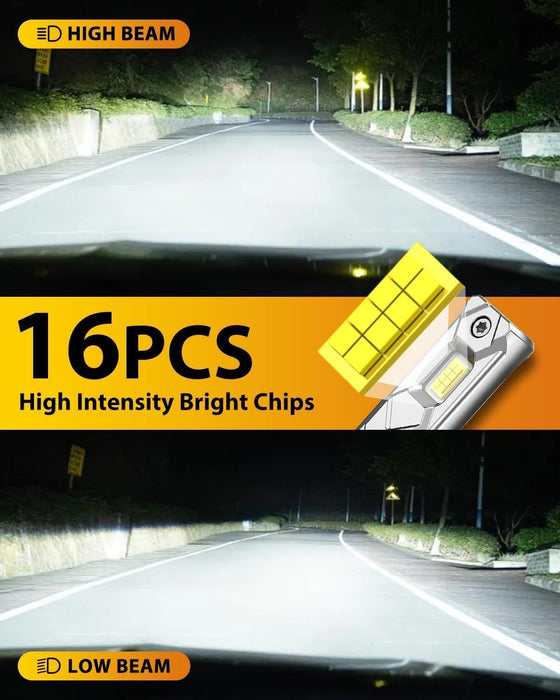 FAHREN 2025 Upgraded H11/H9/H8 9005/HB3 𝐋𝐄𝐃 Bulbs Combo, 𝟏𝟎𝐗 𝟏𝟎𝟎,𝟎𝟎𝟎𝐋𝐌 Ultra Brighter H11 9005 Fog Lights or Off-Road Use, 1:1 Size 6500K White Plug N Play, Pack of 4