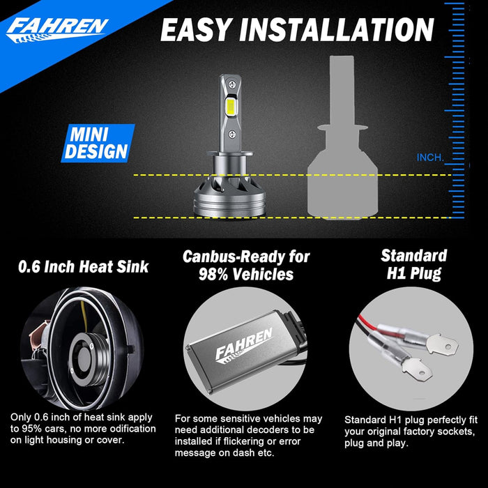 FAHREN H1 Driving Fog Bulbs | 24000LM 6500K Bulbs
