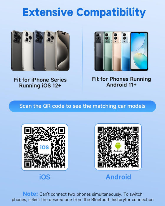 Fahren 2-in-1 Wireless CarPlay Adapter, Plug &amp; Play, One-Click User Switching