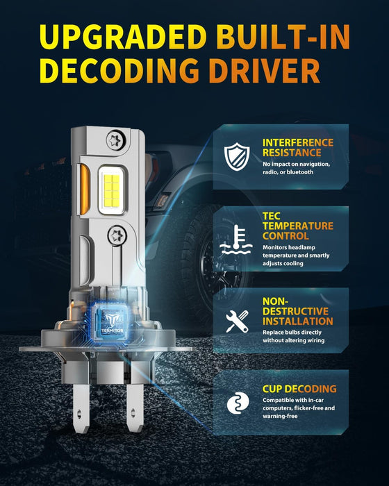 2025 Upgraded H7 Light Bulbs, 40,000LM 10X Brightness with 16 CSP Chips