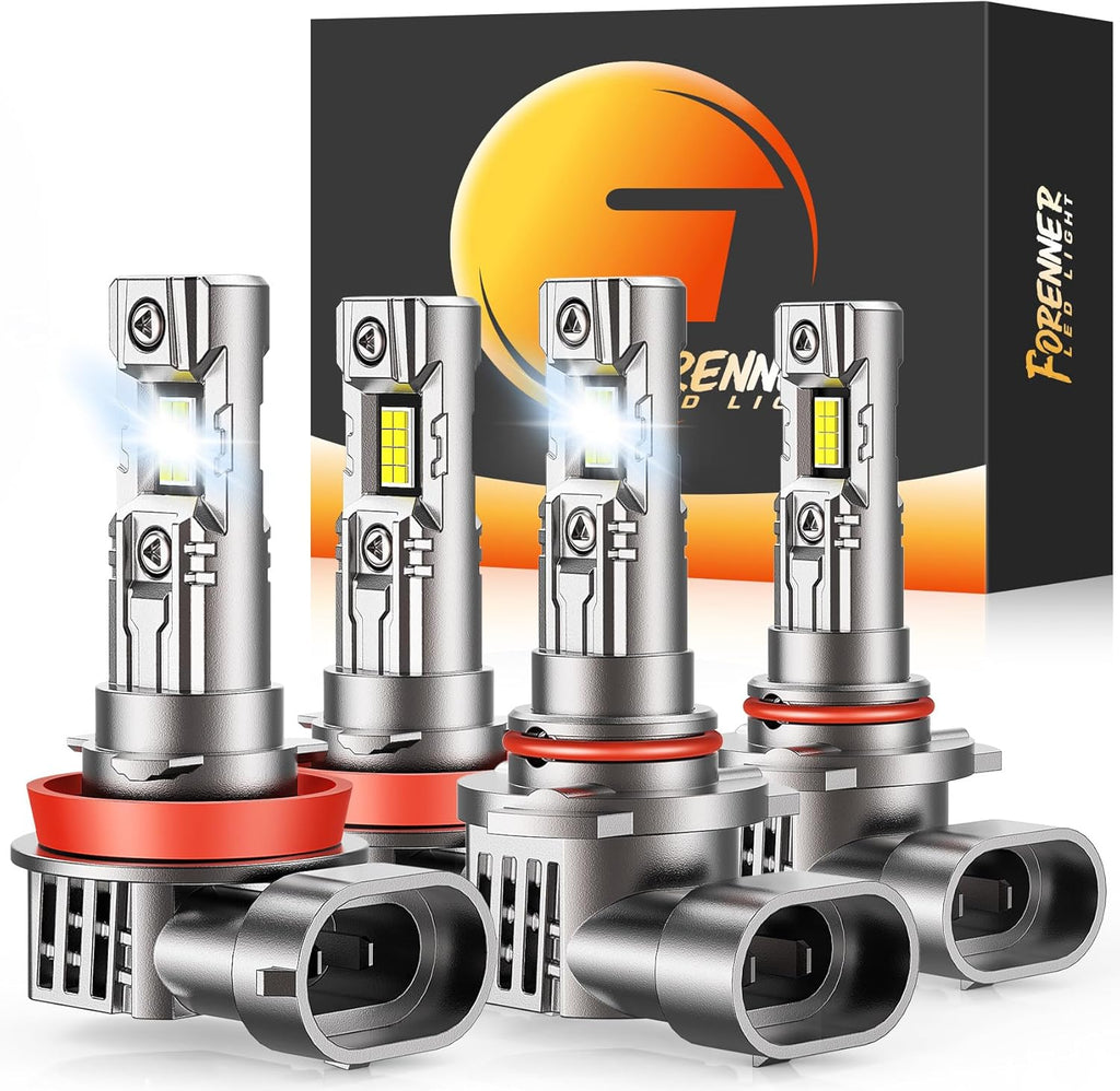 FAHREN H11/9005 LED Bulb Combo - 60000LM Super Bright 6500K Headlight Bulbs With Cooling Fan