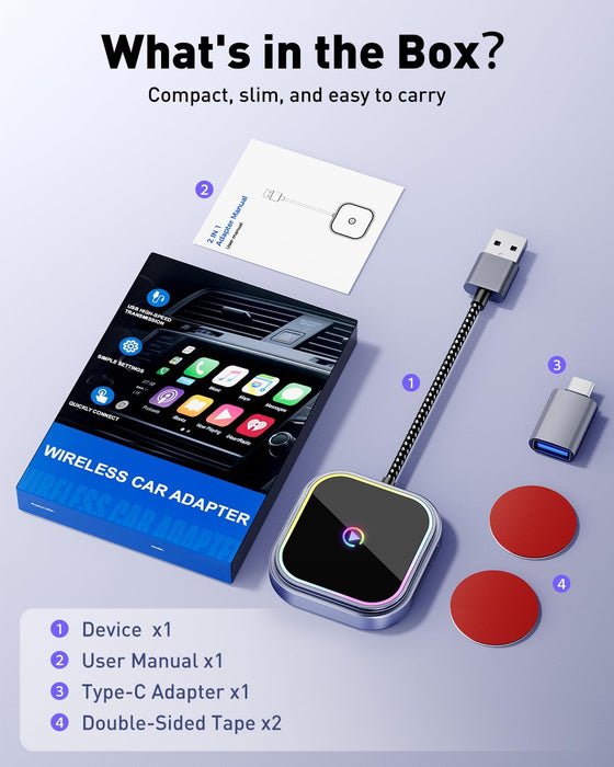 FAHREN 2-in-1 Wireless Carplay Adapter for iPhone & Android