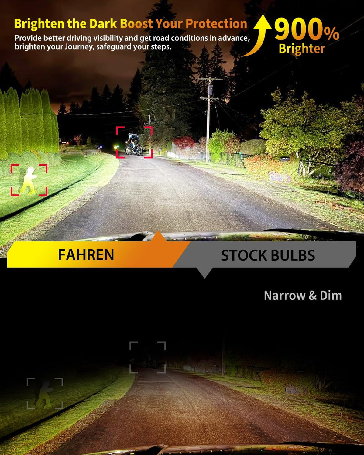 FAHREN 9005 9006 LED Bulbs Combo Pack - 100,000LM Super Bright, 6500K Cool White, Mini Size HB3 HB4 Replacement, 4 Pack