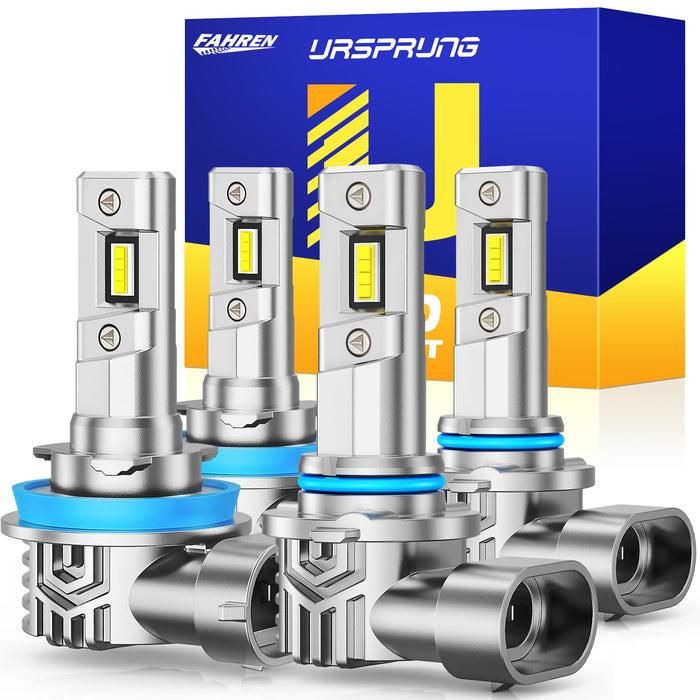 FAHREN H11 9005 LED Headlight Bulbs Combo, 1000% Brightness H11/H9/H8 Low Beam 9005/HB3 High Beam LED Headlights Conversion Kits