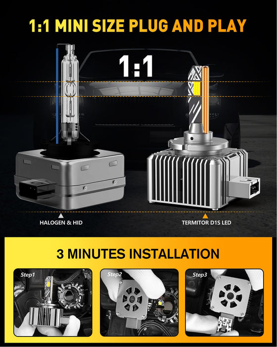 D1S D1R LED Bulbs, 36000LM 900% Brightness, 6500K Cool White