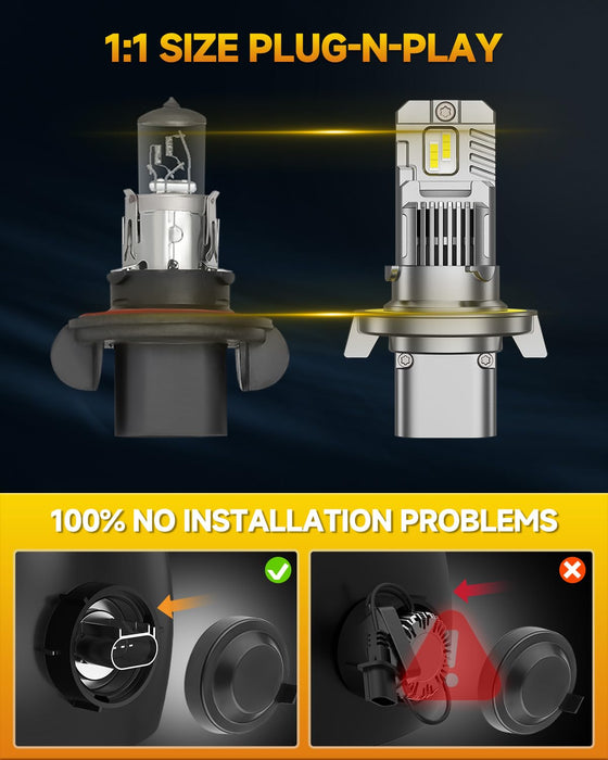 FAHREN 2025 H13/9008 LED Headlight Bulbs, 1000% Super Brightness H13 LED Bulbs, 1:1 Mini Size Plug and Play