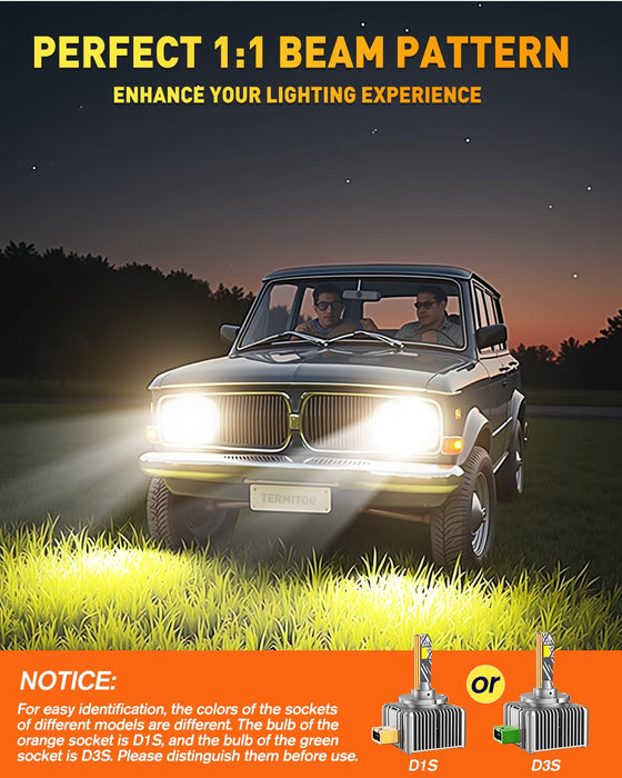 D1S D1R LED Bulbs, 36000LM 900% Brightness, 6500K Cool White