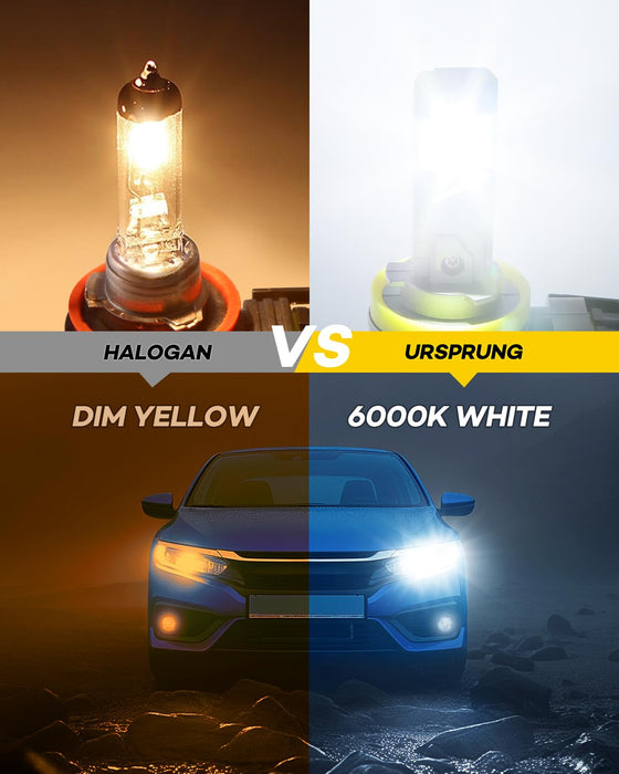 Ursprung H11 9005 Fog Light Combo,1:1 Size Easy Installation H9 H8 HB3 Fog Driving Light Bulbs