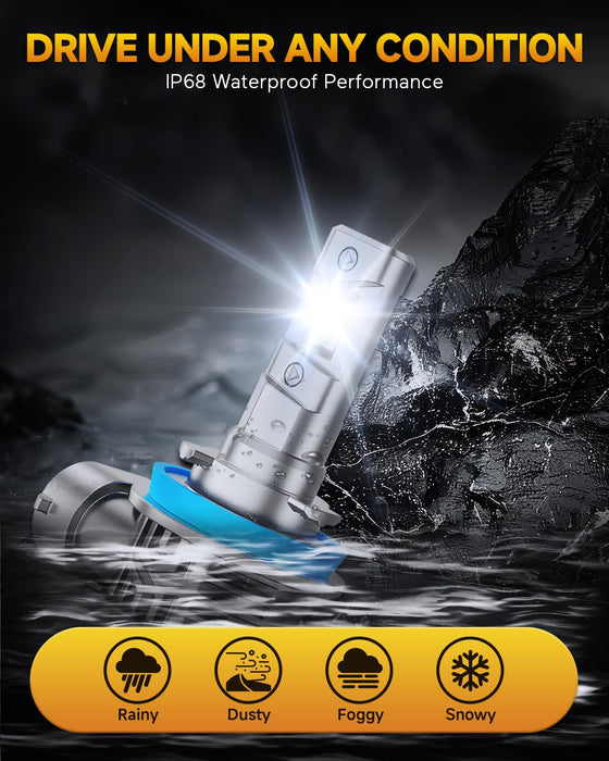 FAHREN H11 9005 LED Headlight Bulbs Combo, 1000% Brightness H11/H9/H8 Low Beam 9005/HB3 High Beam LED Headlights Conversion Kits