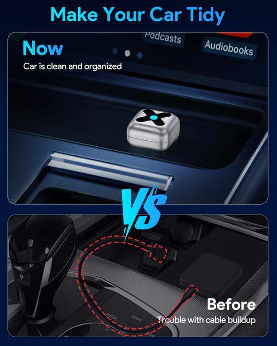 FAHREN 2-in-1 Wireless CarPlay Adapter, Convert Wired to Wireless Mini Car Play & Android Auto Adapter